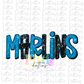 Marlins Png  - Marlins Sublimation- Digital Download - Navy and Carolina Blue Rhinestone