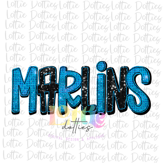 Marlins Png  - Marlins Sublimation- Digital Download - Navy and Carolina Blue Rhinestone
