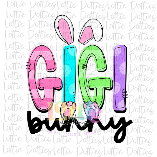 Gigi Bunny Png - Easter Sublimation Png - Digital Download - Colorful