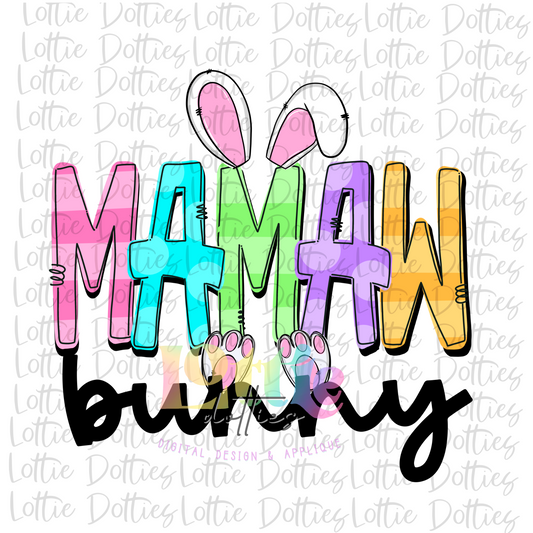 Mamaw Bunny Png - Easter Sublimation - Digital Download - Colorful