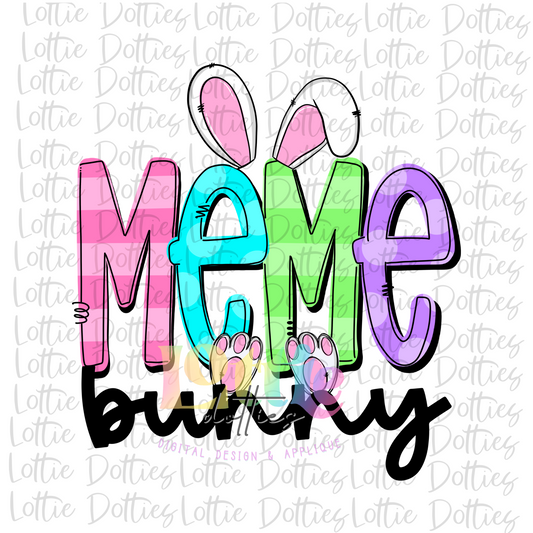 MeMe Bunny Png - Easter Sublimation File  - Digital Download - Colorful