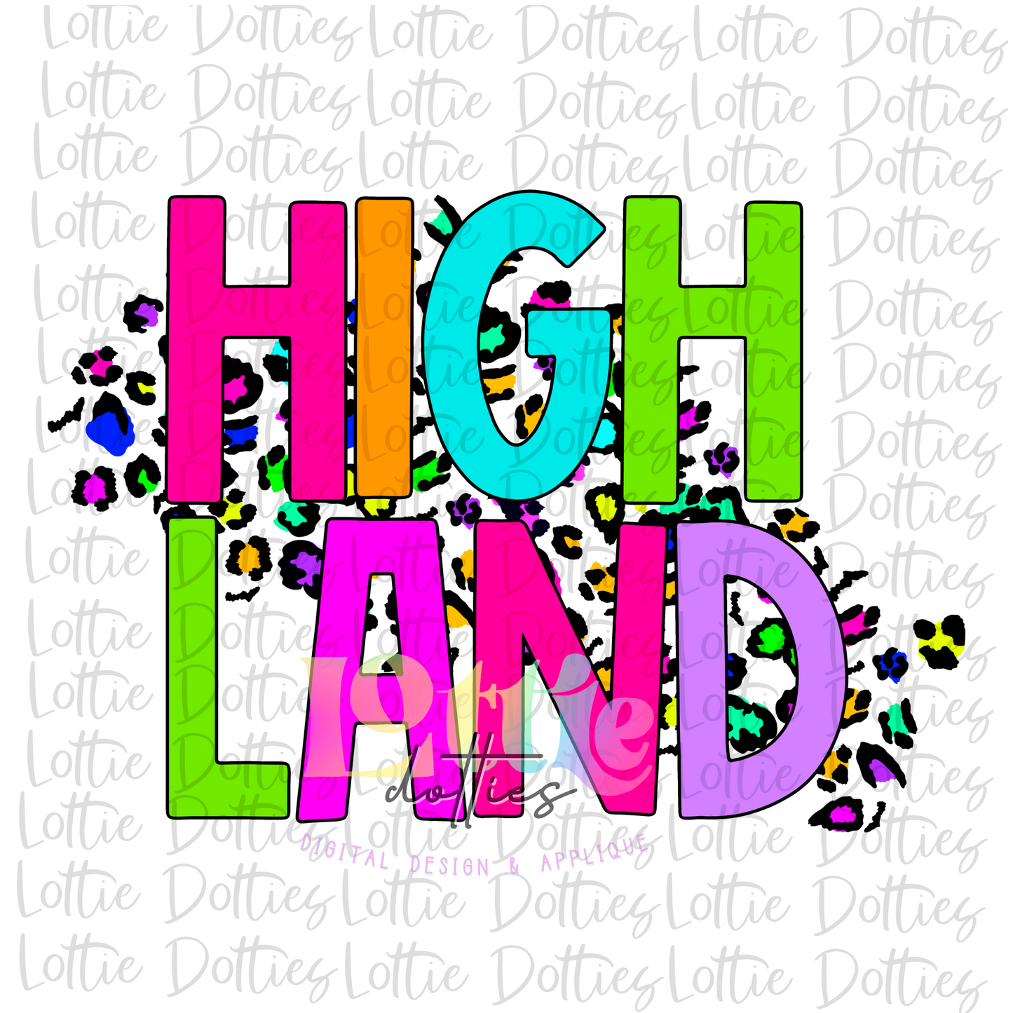 Highland  PNG - Highland Sublimation Design - Digital Download - Neon Leopard