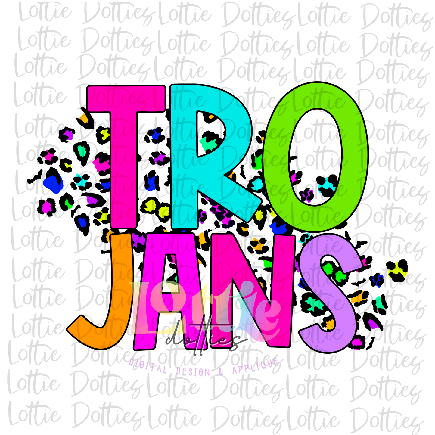 Trojans PNG - Sublimation design - Digital Download - Neon Leopard