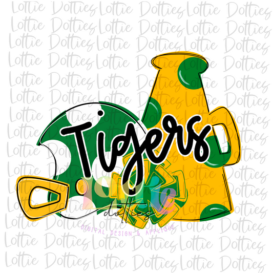 Tiger Png - Tiger Spirit Stack Design - School Spirit Design - Digital Download - Green and Gold