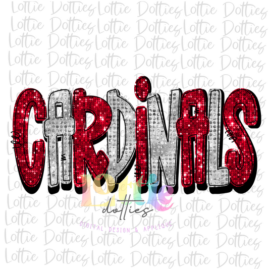 Cardinals PNG - Cardinals Sublimation design - Digital Download - Cardinal and Gray Rhinstones