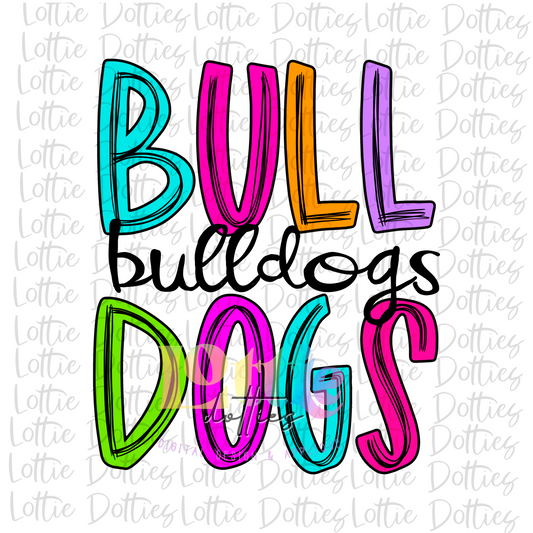 Bulldogs PNG - Bulldogs  Sublimation  Design - Digital Download - Neon Scribble Stack