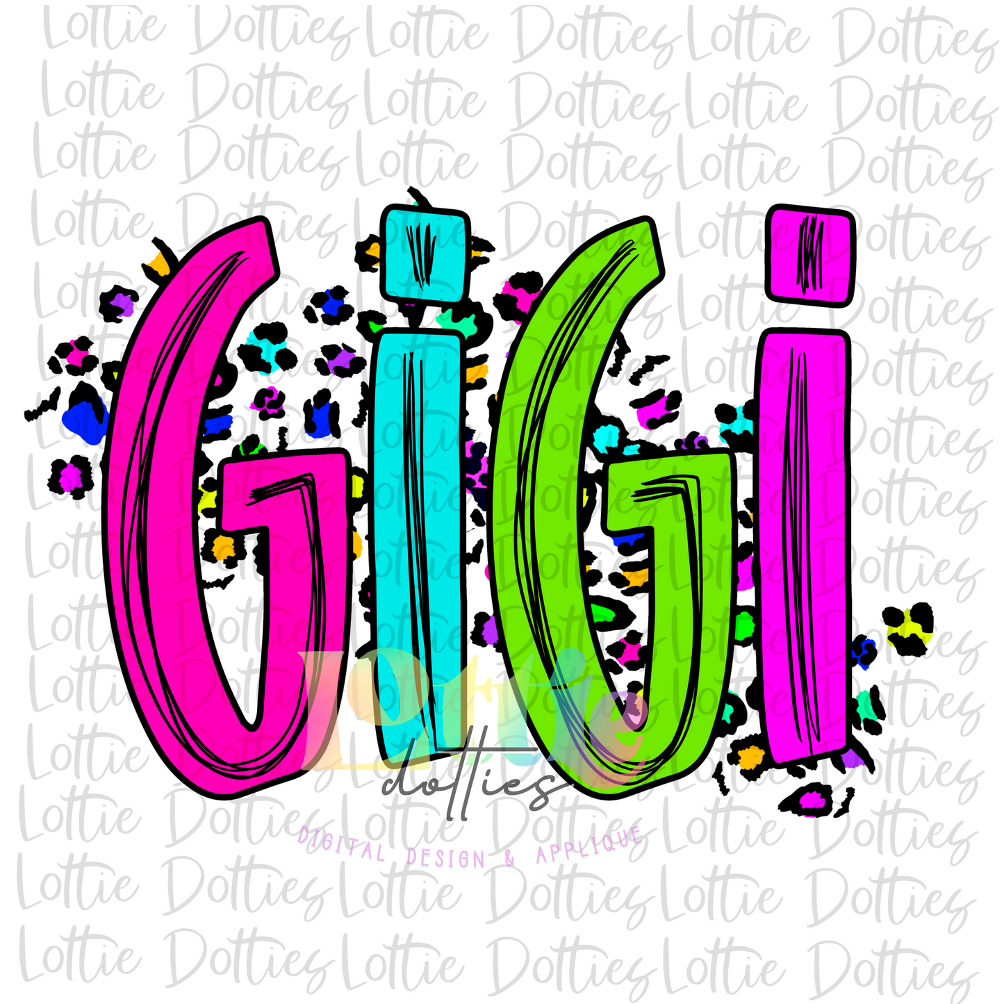 GiGi Png - Sublimation File - Instant Download - Digital Download - Neon Leopard