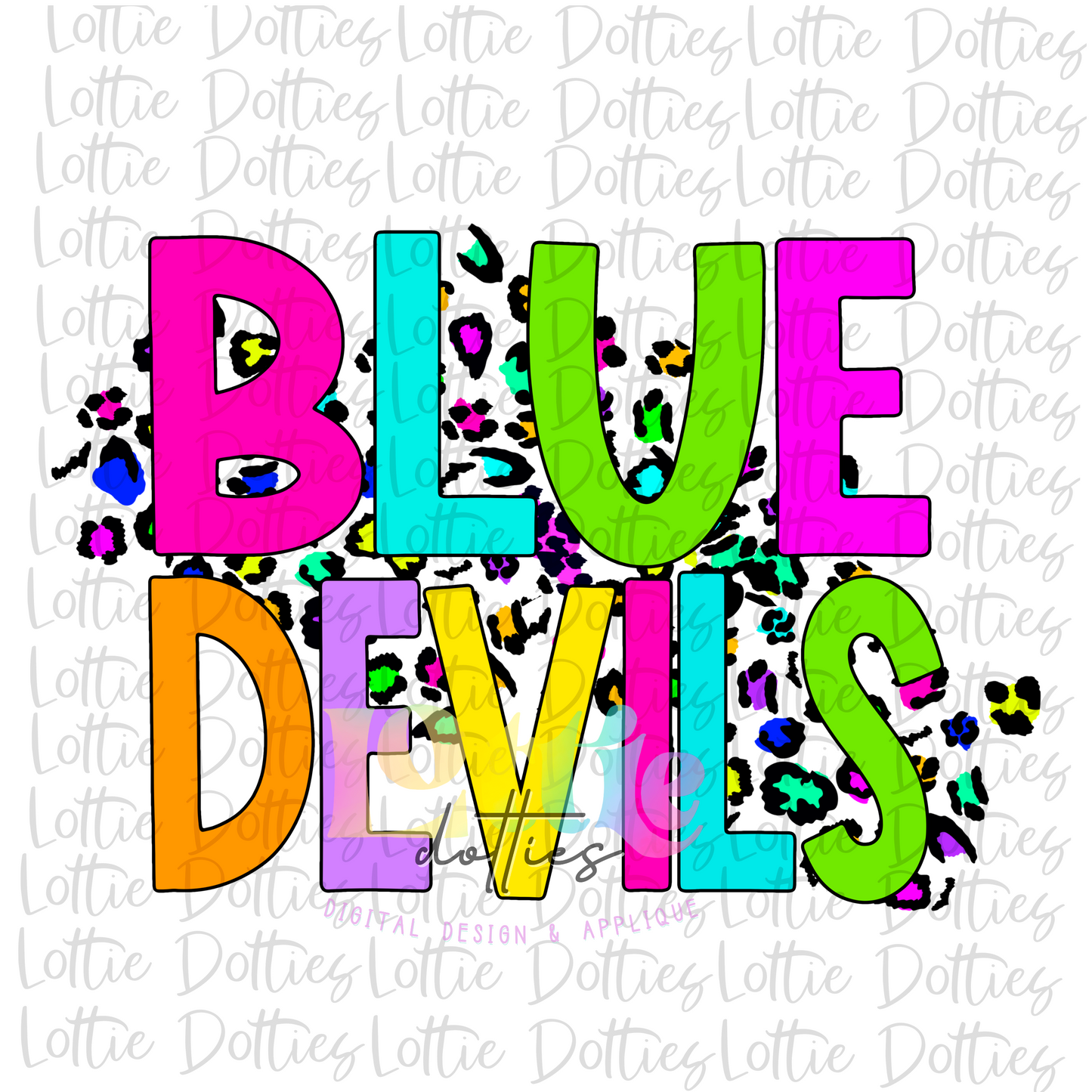 Blue Devils Png - Blue Devils Sublimation Design - Digital Download - Neon Leopard