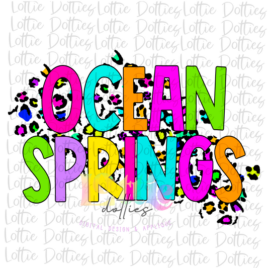 Ocean Springs PNG - Ocean Springs Sublimation - Digital Download - Neon Leopard