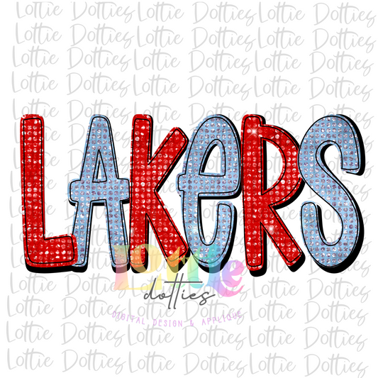 Lakers PNG - Lakers Sublimation - Digital Download - Red and Carolina Blue Rhinestone