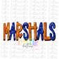 Marshals PNG - Marshals Sublimation - Digital Download - Orange and Blue Rhinestone