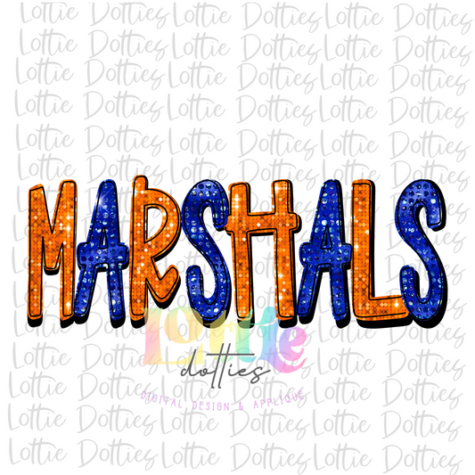 Marshals PNG - Marshals Sublimation - Digital Download - Orange and Blue Rhinestone