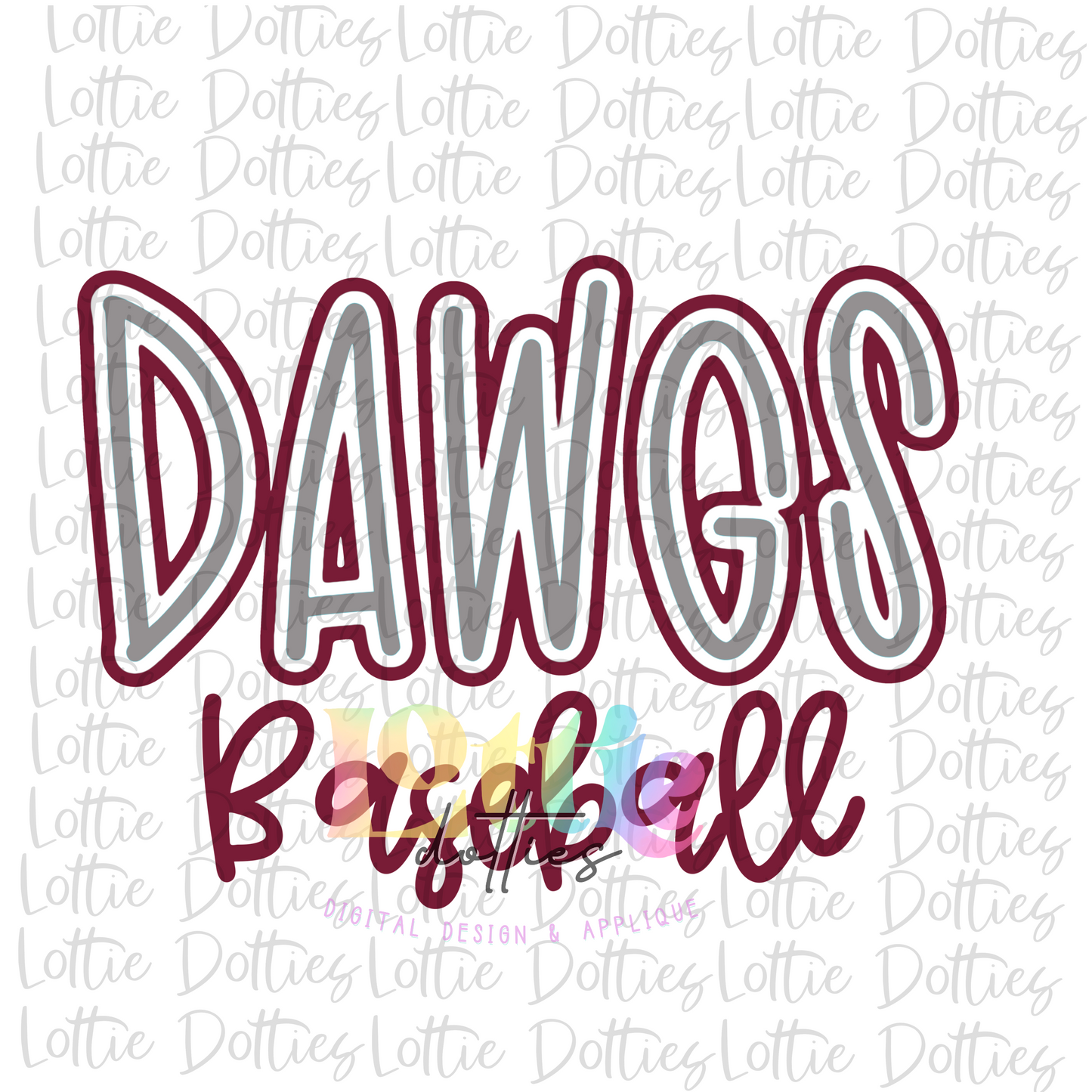 Dawgs Baseball - PNG - Sublimation design - Digital Download - Maroon and Gray