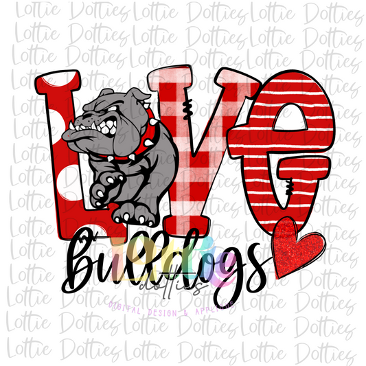 Love Bulldogs PNG - Bulldogs Sublimation  - Digital Download - Maroon