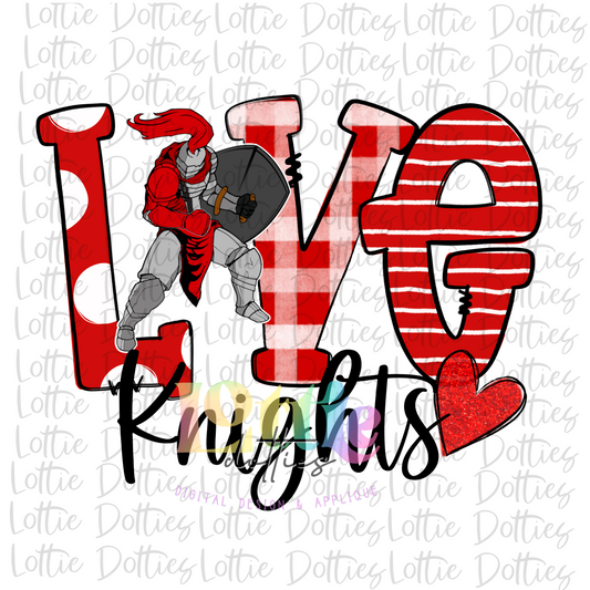 Love Knights  PNG - Knights Sublimation - Digital Download - Maroon