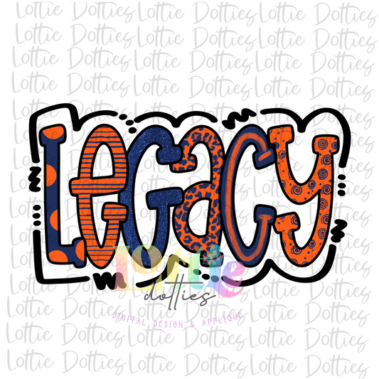 Legacy PNG - Legacy Sublimation - Digital Download - Navy and Orange