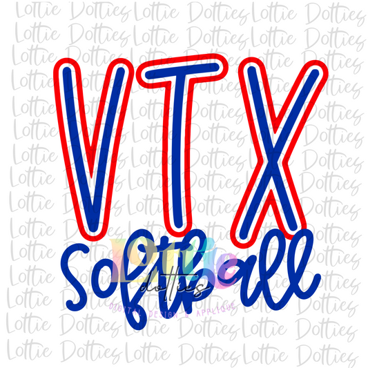 VTX Softball PNG - VTX Softball Sublimation - Digital Download - Royal and Red