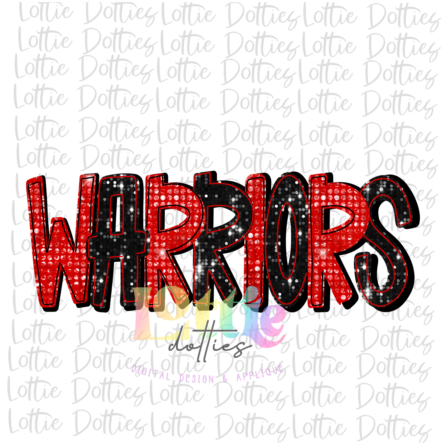 Warrior Png - Mascot  Sublimation Design - Digital Download - Red and Black Rhinestone