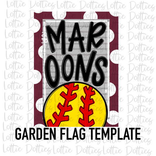 Maroon Softball Flag Png - Mascot  Sublimation Design - Digitoonal Download