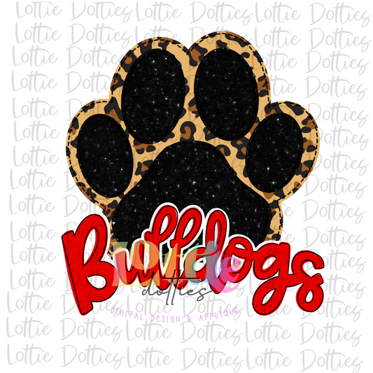 Bulldogs Paw -  PNG - Bulldogs  -  Sublimation design - Digital Download -Black, Red  and Leopard