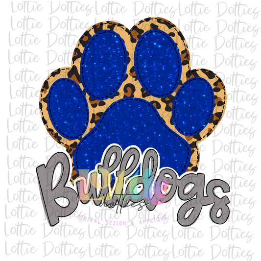 Bulldogs Paw -  PNG - Bulldogs  -  Sublimation design - Digital Download -Royal Glitter and Leopard