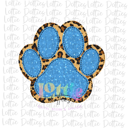 Paw Print PNG - Paw Print Sublimation - Digital Download - Carolina Blue and Leopard