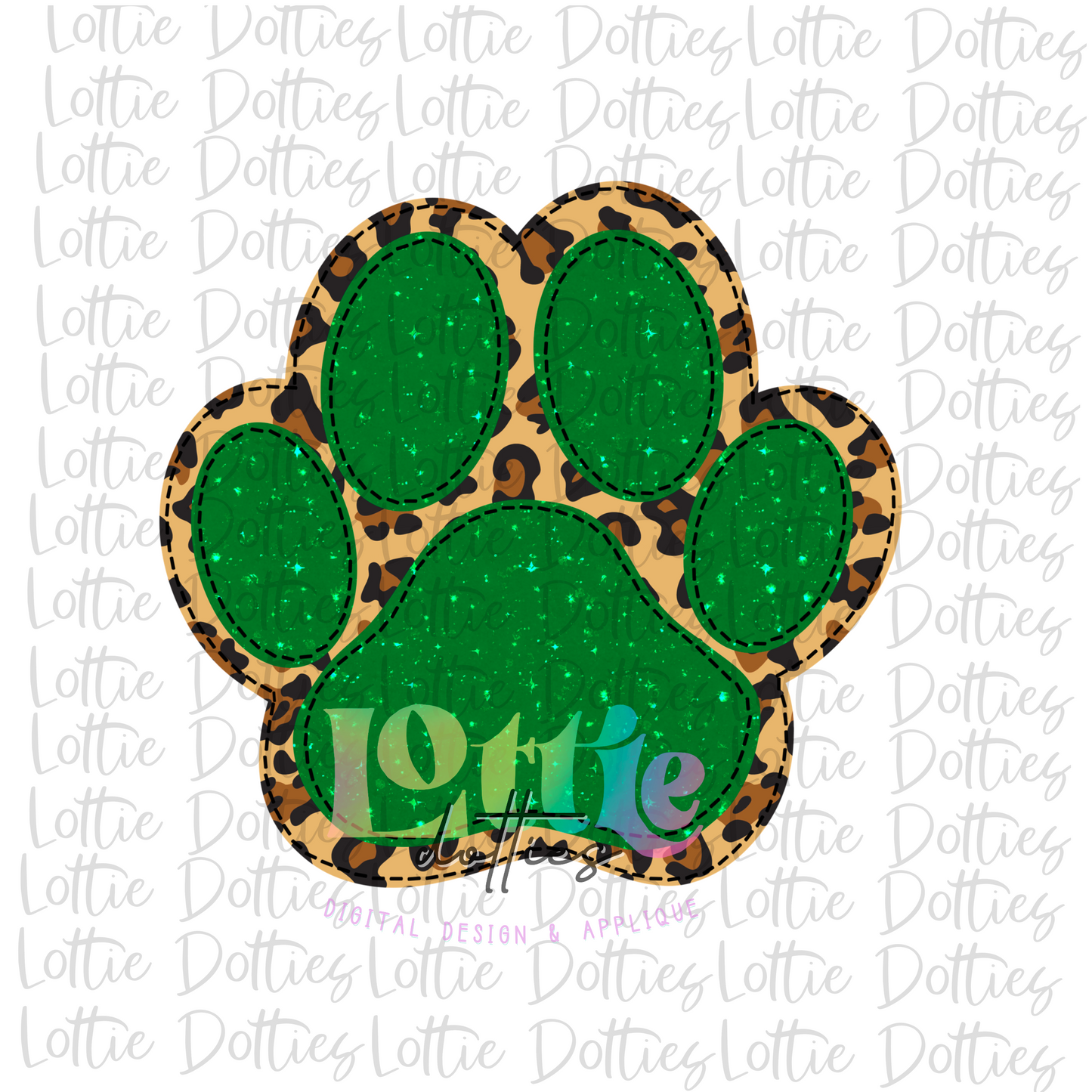 Paw Print PNG - Paw Print Sublimation - Digital Download - Green and Leopard