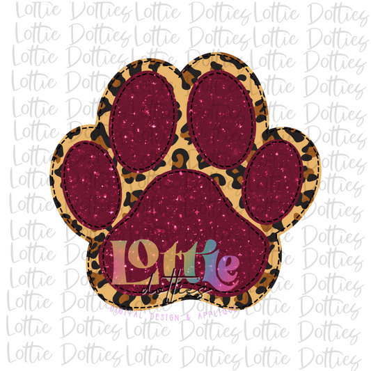 Paw Print PNG - Paw Print Sublimation - Digital Download - Maroon  and Leopard