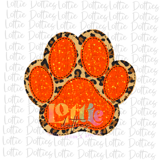 Paw Print PNG - Paw Print Sublimation - Digital Download - Orange and Leopard