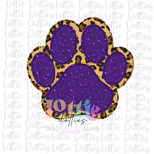 Paw Print PNG - Paw Print Sublimation - Digital Download - Purple and Leopard