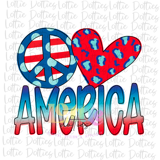 Peace Love  America PNG - Red White Blue Png - Patriotic Sublimation Designs - Digital Download