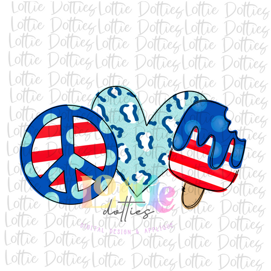 Peace Love Popsicle  Png - Patriotic Sublimation Design - Digital Download