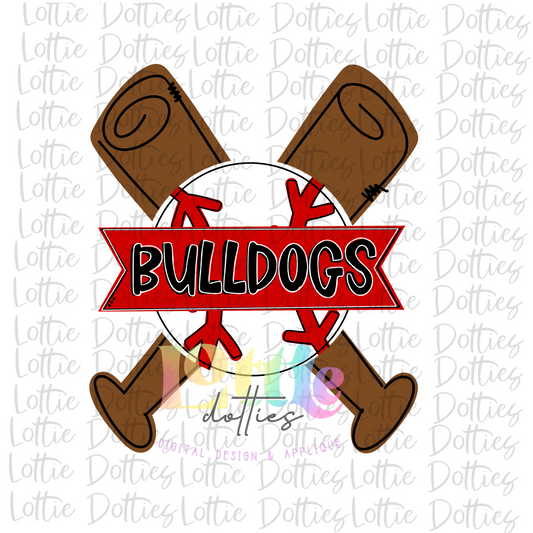 Bulldogs Baseball Design PNG - Baseball  Sublimation - Digital Download - Red