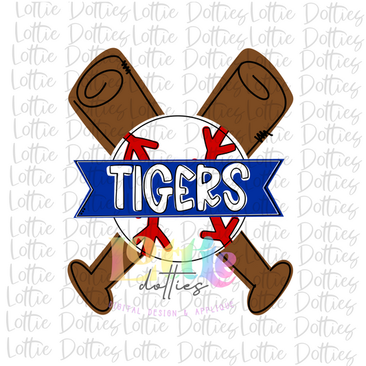 Tigers Baseball Design PNG - Baseball  Sublimation - Digital Download - Royal and White