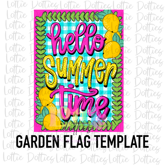 Hello Summer Time  Png - Lemon Flag Sublimation - Digital Download -