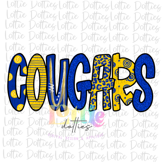 Cougars  Png - Cougars  Sublimation  -  Digital Download - Royal and Gold