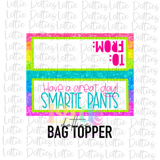 Smartie Pants Bag Topper  Png - Back To School  Sublimation- Digital Download