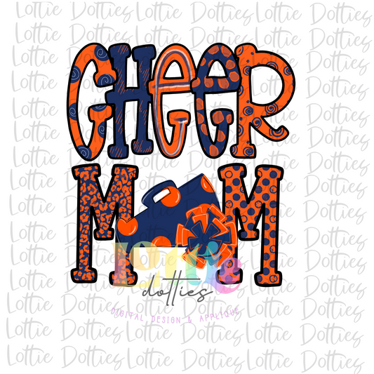 Cheer Mom Png - Cheer Mom Sublimation Design - Digital Download -Orange and Navy