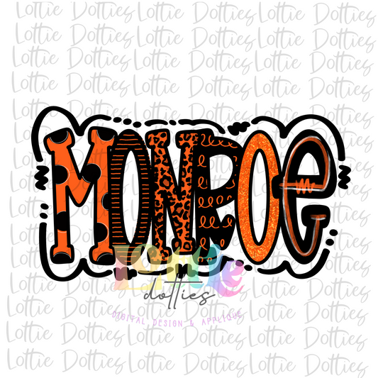 Monroe PNG -Monroe  -  Sublimation design - Digital Download - Orange and Black