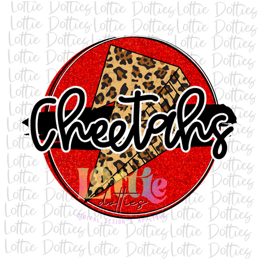 Circle Cheetahs PNG Red and Black Circle - Sublimation Design - Digital Download