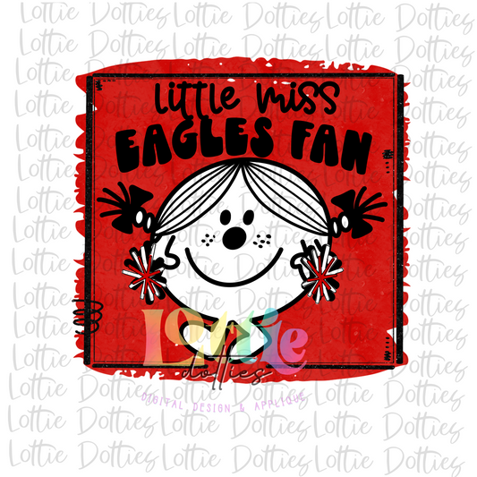 Little Miss Eagle Fan  - PNG - Eagles Sublimation - Digital Download - Red and Black