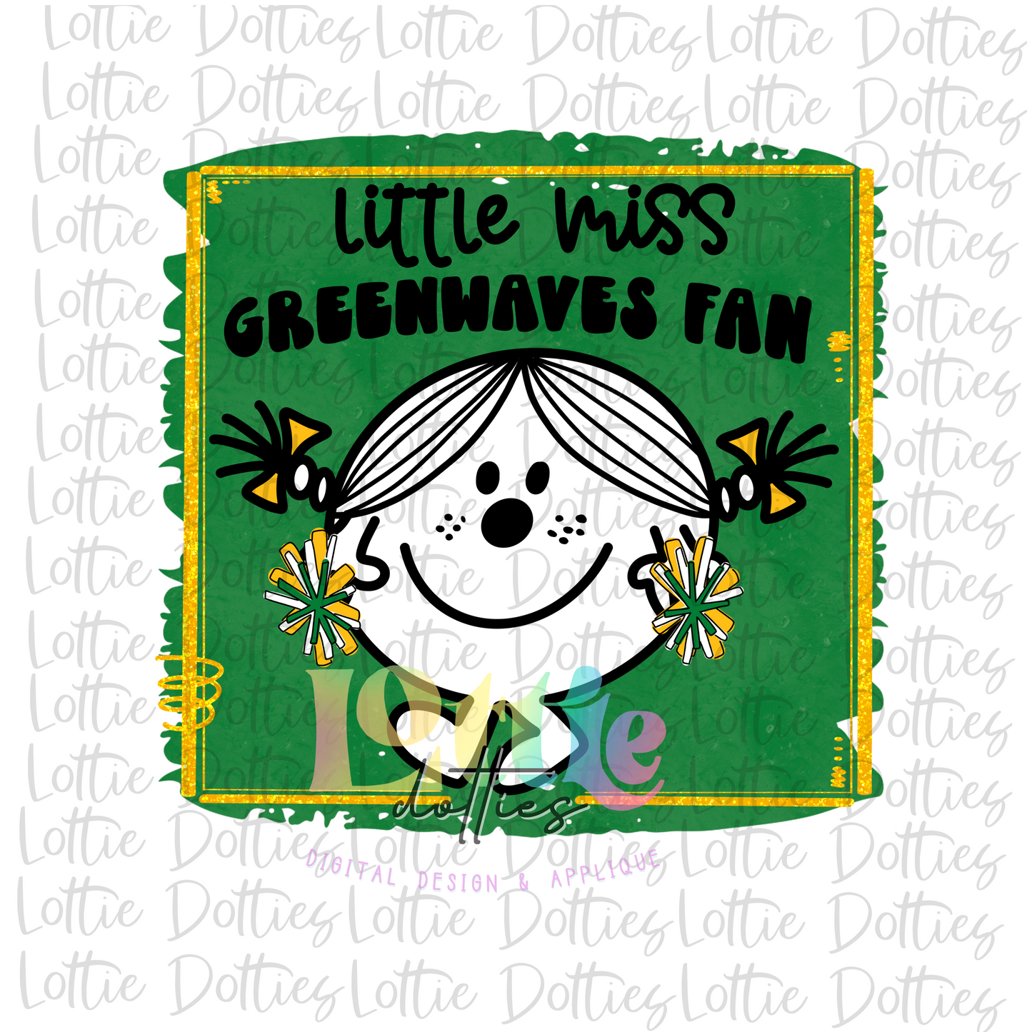 Little Miss Greenwaves Fan Png = Greenwaves Sublimation - Digital Download