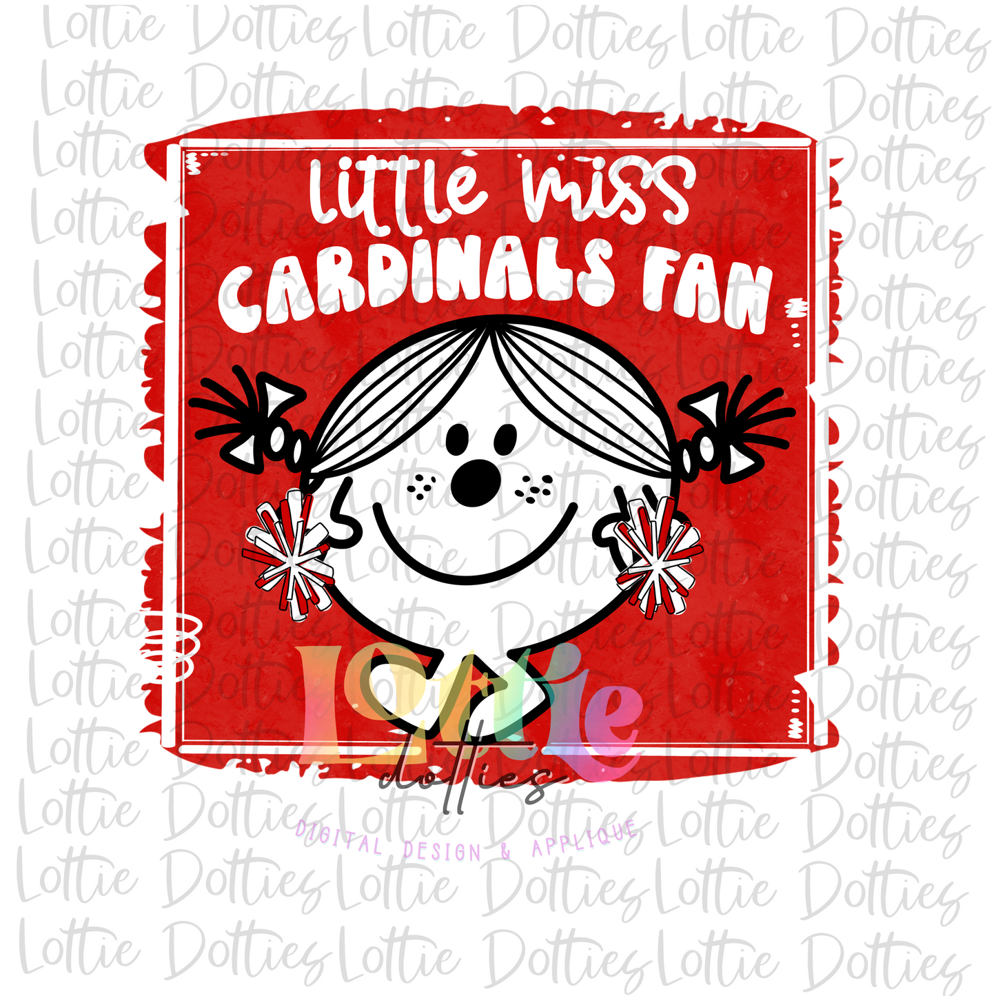 Little Miss Cardinals Fan PNG - Cardinals Sublimation - Digital Download