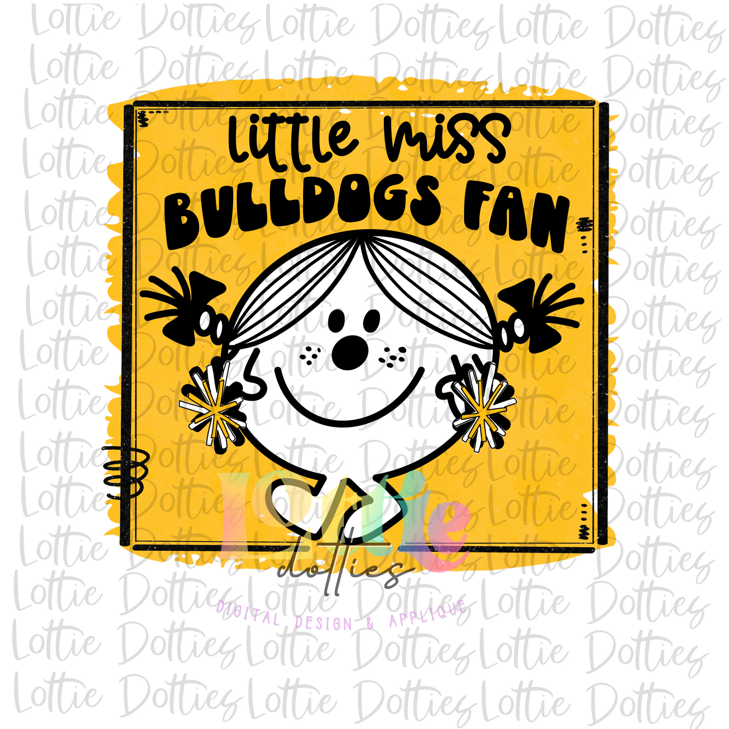 Little Miss Bulldogs Fan PNG - Bulldogs Sublimation - Digital Download