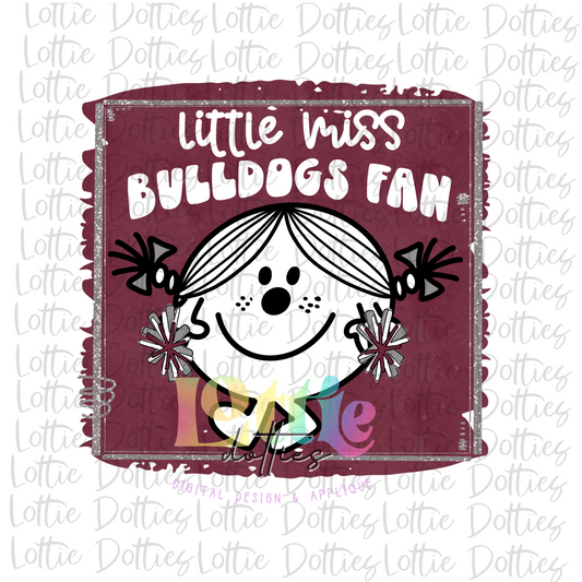 Little Miss Bulldogs Fan PNG - Bulldogs Sublimation - Digital Download