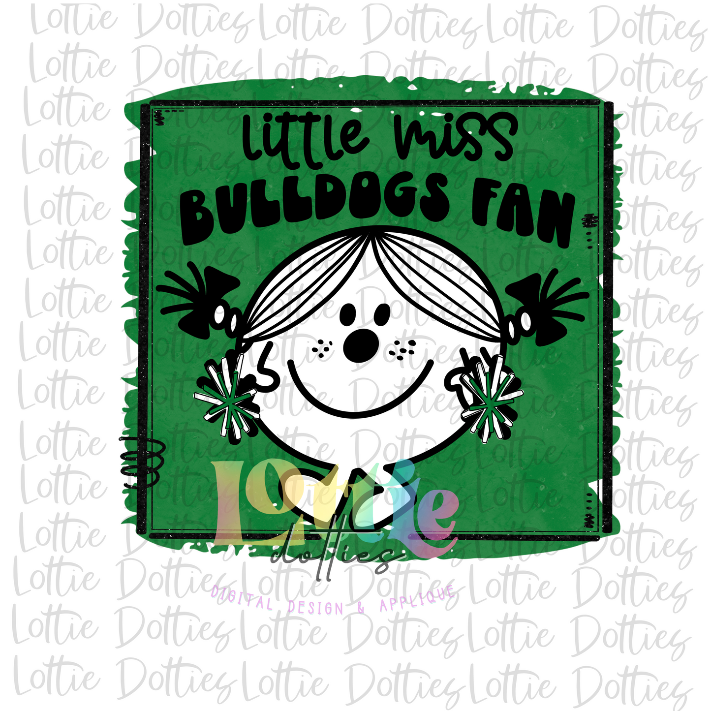 Little Miss Bulldogs Fan PNG - Bulldogs Sublimation - Digital Download