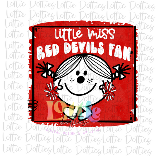 Little Miss Red Devil Fan PNG - Red  Devil Sublimation -Digital Download