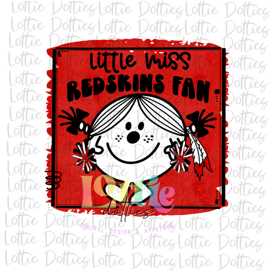 Little Miss Redskins Fan PNG - Redskins Sublimation - Digital Download Red and Black