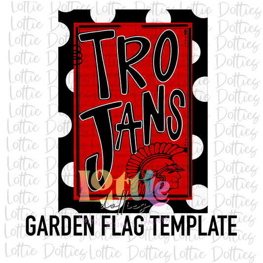 Trojans Flag PNG - Trojans Sublimation Design - Digital Download - Red and Black