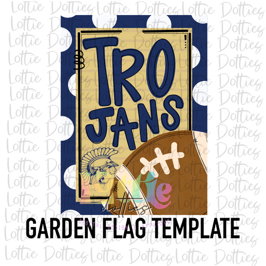 Trojans Flag PNG - Trojans Sublimation Design - Digital Download - Navy and Vegas Gold